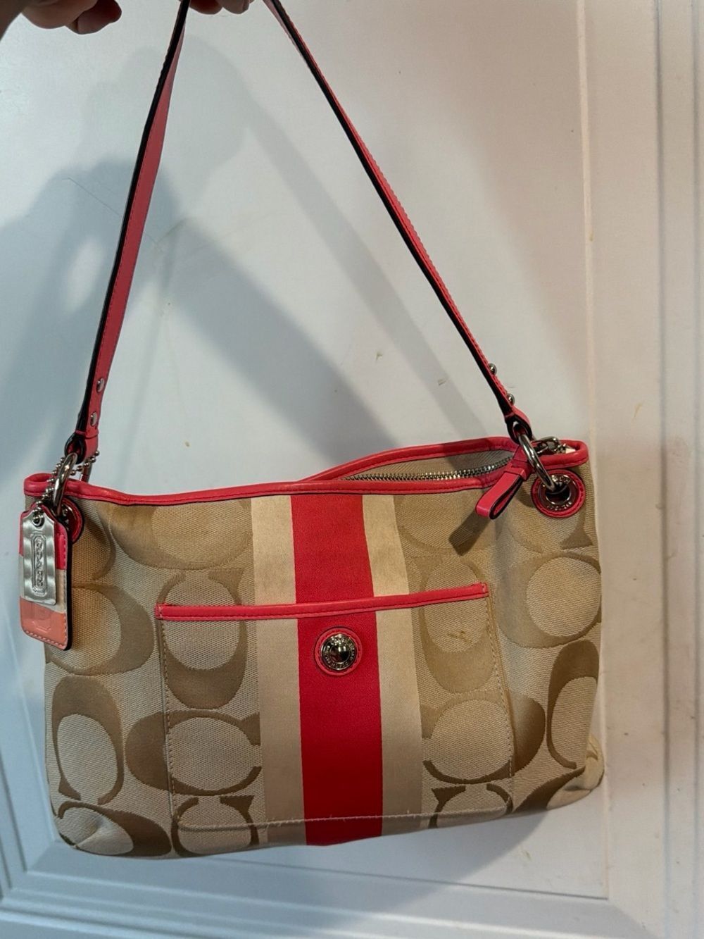 COACH HAMPTON SIGNATURE C JACQUARD CANVAS SHOULDER BAG FALL READY - Picture 4 of 5